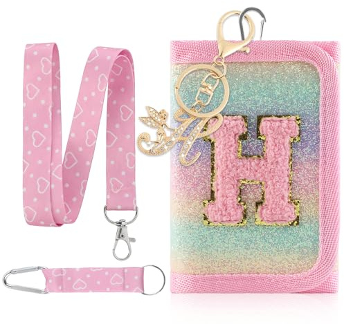 GmeDhc Kinder Brustbeutel, Kinder Portemonnaie Mädchen Rosa Buchstaben A-Z | Zum Umhängen/zum Aufhängen/mit Schlüsselanhänger/Geburtstagsgeschenk für Kinder/personalisiertes Geschenk