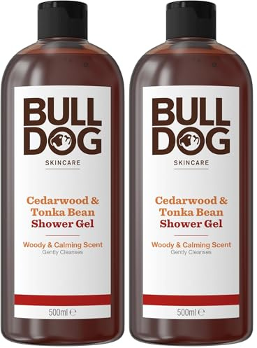 Bulldog Skincare Cedarwood & Tonka Shower Gel for Men, Natural, Woody & calming Men's Shower Gel, 500 ml (Pack of 2)