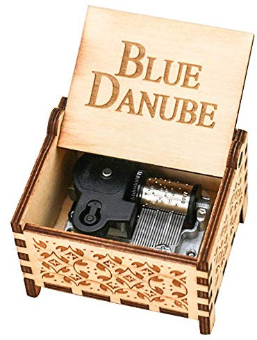 Youtang The Blue Danube Spieluhr mit 18 Noten, aufziehbares Uhrwerk, gravierte Holz-Spieluhr für Kinder, spielen Sie die blaue Donau, braun