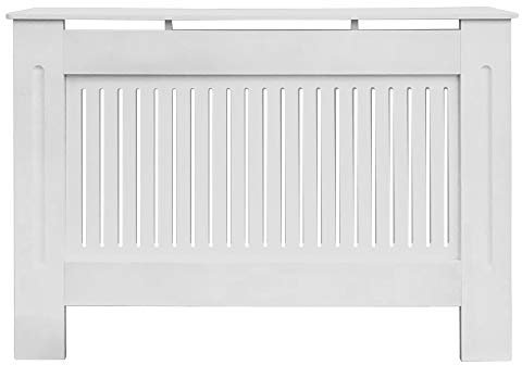 NRG Extendable Radiator Cover Vertical MDF Painted Cabinet Mordern Home Funiture White 1120 x 815 x 190mm