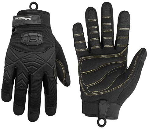 Seibertron Full Finger Padded Palm Lightweight Breathable Climbing Rope Gloves for Climbers, Rock Climbing, Rescue, Adventure, Sailing, Kayaking, Outdoor Sports Black L
