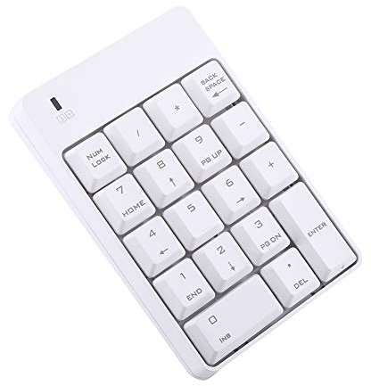 Demeras Tastiera digitale 2,4 GHz tastierino numerico USB wireless tastierino numerico con mini ricevitore USB 18 tasti per il computer portatile nuovo(bianco)