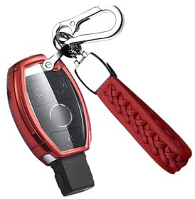 ontto Autoschlüssel Hülle für Mercedes A B C E S Klasse CLK ML W164 W245 A209 W204 W212 Zubeh?r Fernbedienung Cover TPU Schlüsselhülle Schlüsselanhänger Schlüssel Schutz Etui 2/3 Tasten-Rot