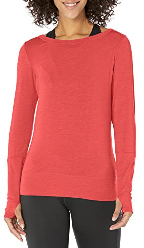prAna Damen Foundation Peek a Boo Langarmshirt Shirt, Papaya Heather, X-Large