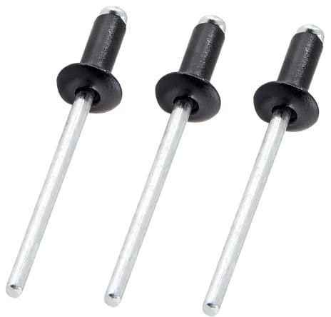 Jiozermi Rivetti ciechi in alluminio, 120 pezzi, 1/8 x 1/4 Pop Rivetti Assortimento, Nero