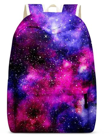 FORRICA Zaino Galassia Zaino Scuola Ragazze Ragazzi Adolescente Zaini Universita Zainetto Porta PC Casual Daypack Donna Borsa da Viaggio Cielo Stellato E