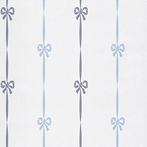 Jack N' Rose Blue White Bow Print Glitter Effect Paste The Wall Vinyl Wallpaper