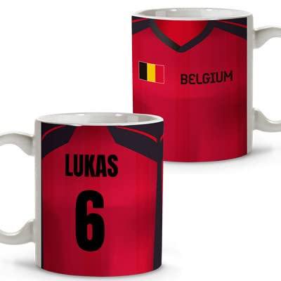 LolaPix Tazas personalizadas. Tazas fútbol. Tazas personalizadas con nombre. Taza desayuno fútbol. Capacidad 330ml. Varios diseños. BÉLGICA