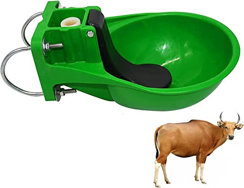 ELSHY Rindertränke Tränke,Kunststoff-Tränkebecken beheizbar (Tiertränke aus Kunststoff, regulierbarer Wasserdurchfluss, Selbsttränke mit Ablaufstopfen für leichte Reinigung, Frostschutz)-Grün