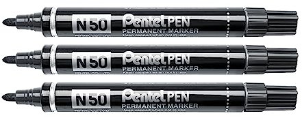 Pentel N50 marcatore permanente punta conica nero 3 pz