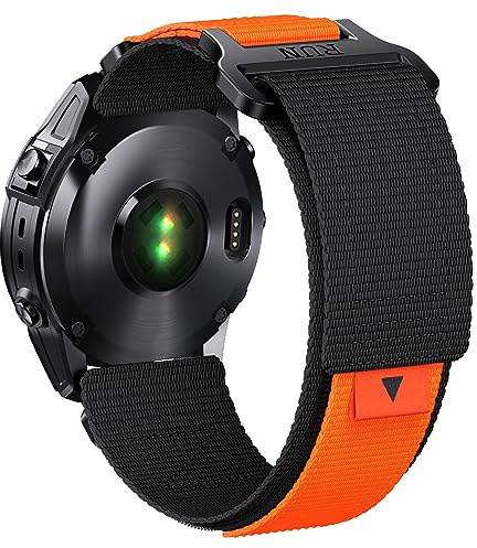Für Garmin Fenix 6 Pro/6/7/5/7 Pro/5 Plus Armband, 22mm Ersatzarmband für Forerunner 935/945, Approach S60/S70-47mm, Descent G1, Instinct/Instinct2, Epix 2/Epix Pro 47mm(Schwarz/Orange)