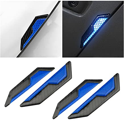 JNNJ 4 Stück Karbonfaser Auto Türkantenschutz, Auto Türkantenschutz Aufkleber, Universal Auto Stoßstange Guard Anti-Scratch Protector Trim Aufkleber für LKW(Blau)