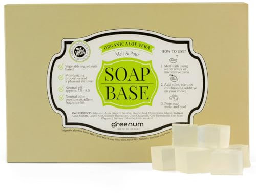 Transparent BIO Aloe Vera Glycerin Seifenbasis zum Seifengießen, Glycerinseife, Rohseife zum Gießen, SLS und SLES Frei, 100% Vegan, 900 gramm