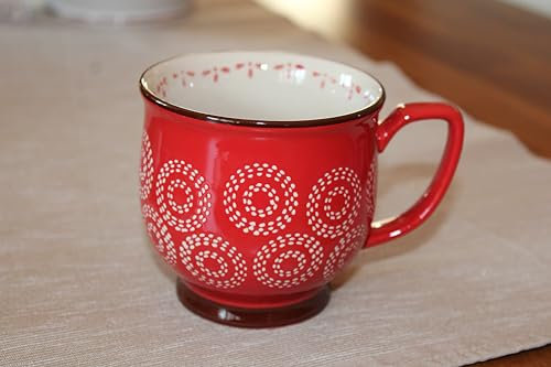 Große Tasse/Becher Merry, Steinzeug glasiert, f. 250 ml. Inhalt, H 9 cm, Durchmesser oben 9,5 cm
