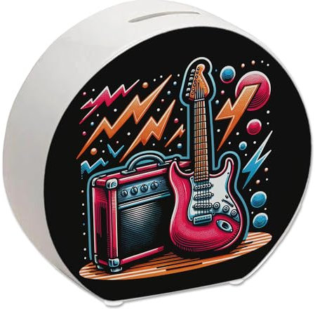 E-Gitarre Spardose Rot E-Gitarre Sparschwein mit Verstärker-Design Perfekt für Musikinstrument-Sparer Elektrisch Klangverstärkung begeistert