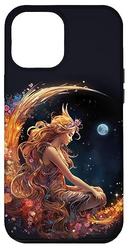 Hülle für iPhone 12 Pro Max Fee Blumen Schmetterlinge Mond Grafik