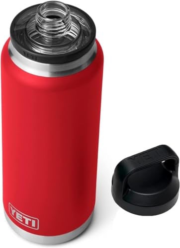 YETI Rambler Bottle Chug, Vacuum Insulated Stainless Steel Bottle with Chug Cap, Rescue Red, 36 oz (1065 ml)