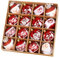 Weihnachtsbaumkugeln 16 Stück Christbaumkugeln 6CM Oberfläche Funkeln Plastik Weihnachtsbaum Deko Traditionelles Weihnachtselemente Schneemann Schneeflocke Rentier Baumschmuck(Rot Weiß)