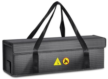 Leerweii Ebike Akku Tasche Feuerfest, 8 Schichten Brandschutz Feuerfeste Box für Fahrradakku Wasserdicht & Explosionssicher Lipo Safe Bag für Lagerung, Transport, Laden (49 x 15 x 15 cm)