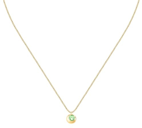 Morellato Damen-Halskette aus 925er Silber, recycelt, vergoldet mit grünem Stein, Kollektion Tesori Eterni - SAXN05
