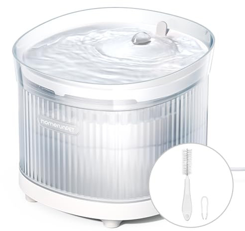 Homerunpet Fontaine a Eau Chat, Ultra Silencieuse et sans BPA Fontaine à Eau pour Chat avec Pompe sans Fil et Base Amovible, Facile à Nettoyer, 2L