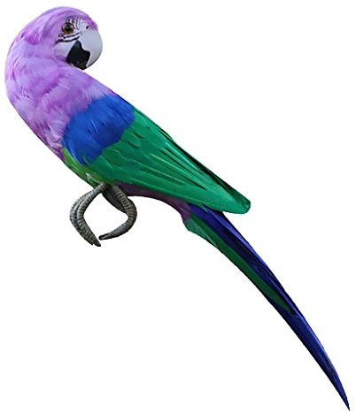Aymzbd Vogelschreck Dekofigur mit realistischen Federn, Papagei, 35x6x5cm