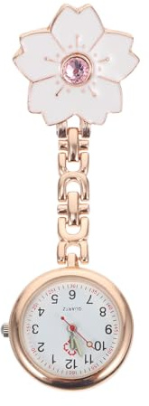 POPETPOP Montre De Poche Médicale À Clip Montre Suspendue Quartz Design Fleuri Portable pour Blouse Cadeau pour Infirmière Soignant Étudiants en Médical