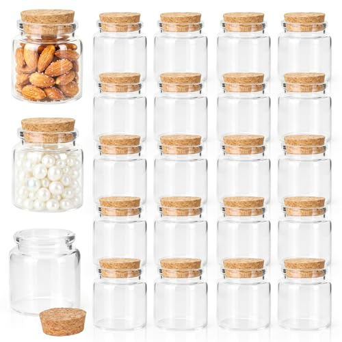 WeeGoo 20 Pcs 50ml Glass Bottles with Cork Stoppers, Clear Spell Jar