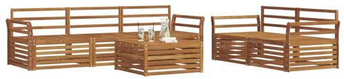 vidaXL Outdoor-Sofagarnitur 6 pcs Natur, Garten, modernes Outdoor-Sofa, gemütliche Terrassen-Sitzgruppe aus robustem Material