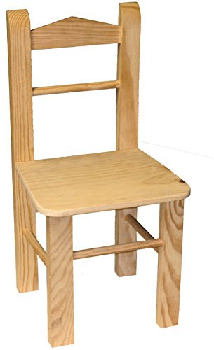 Acan Tradineur - Silla Infantil de Madera Natural, Respaldo de Pico, Altura del Asiento 29,7 cm, Silla para niños con reposapiés, 57,7 x 28,2 x 25,5 cm