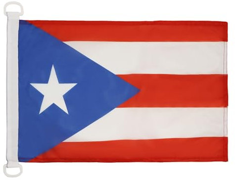 AZ FLAG - Drapeau Porto Rico - 45x30 cm - Pavillon Nautique Portoricain Spécial Bateau Et Extérieur En Maille Bloquée Avec Anneaux Plastiques Intégrés - 30g