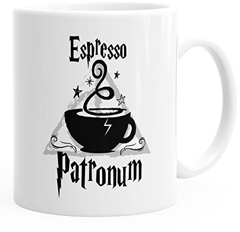 MoonWorks Taza de café espresso Patronum, taza de té, taza de cerámica, color blanco, talla única