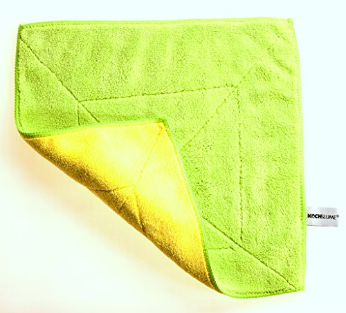Kochblume Microfasertuch 30x30cm | Extrasaugfähige Fasern | Waschbar bis 40°C | Farbe: Limette/gelb