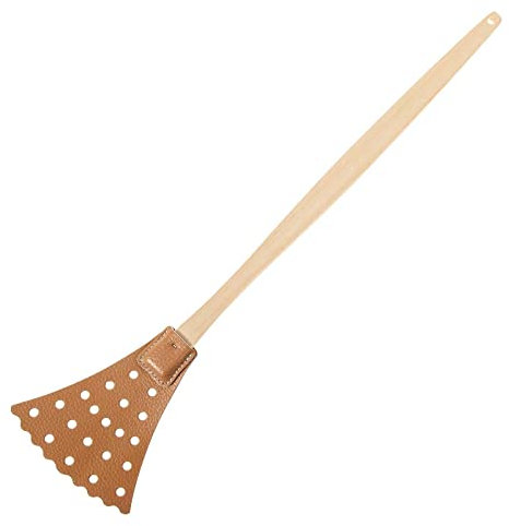 SIDCO Fliegenklatsche Leder Fliegenkiller Öko Lederband Holz Klatsche Klatscher XXL