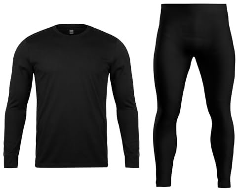 Orbiz Men’s Thermal Underwear Set - Full Long Sleeve Vest Top and Long Johns Bottoms Perfect Heat Micro Winter Underwear (X-Large, Black)