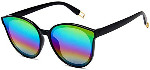 CHICNET Damen Herren Sonnenbrille Korea Stil Trend Brille Halbrahmen Form, 400 UV, verspiegelt, bunte Farben Regenbogen