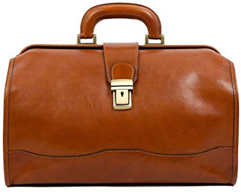 Time Resistance Arzttasche aus Leder – Lederhandtasche im Vintage-Stil – Aktentasche aus Leder für Damen und Herren (Cognac-Braun)