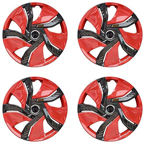 XhuangTech 4 Stück/Set Auto Chrom Felgendeckel Radkappen Radabdeckung (rot & schwarz, 15 Zoll)