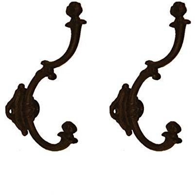 TentHome 2 x Patères Vintage Murales en Fonte Crochets Muraux Porte-manteau pour Cuisine Salle de Bain (A)