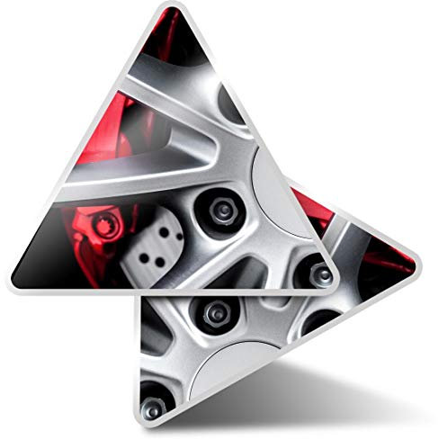 2 x Triangle Stickers 10 cm - Red Brake Caliper Alloy Wheel Car Fun Decals for Laptops,Tablets,Luggage,Scrap Booking,Fridges #15850