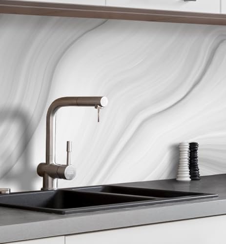 MyMaxxi Küchenrückwand Folie selbstklebend matt - einfache Montage ohne Bohren 0,4mm stark Versteift - Motiv Marmor grau 60cm hoch - Wandbild Küche - Wand-Deko - Steine Mauer Farbverlauf 280 x 60cm