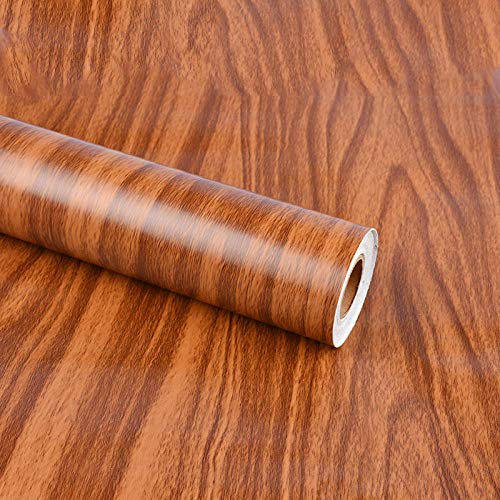 Chbrket Klebefolie Möbel Selbstklebende Folie Dekorfolie Für Küche Möbelfolie Wasserdicht Vinyl Hochglanz Nussbaum 45X100CM