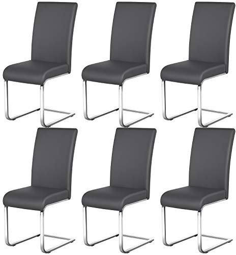 Yaheetech Set de 6 Taburete de Comedor Silla para Cocina Oficina Conferencia Juego de Mueble MAX Carga 135 KG Gris