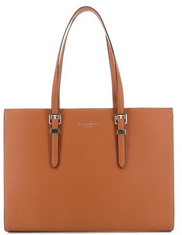 Flora&co - Sac à Main Femme Similicuir Grainé - Cabas Fourre-tout Rigide Documents A4 - Sac Cours Lycée Travail Ville Porté Epaule - Classique Elégant - Camel