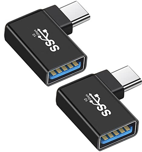 Seminer USB C auf USB 90 Grad Adapter (2 Stück), abgewinkelter USB-C auf USB-A Adapter, USB C 3.1 10 Gbps Stecker auf Buchse OTG Adapter kompatibel für MacBook, USB-C Geräte