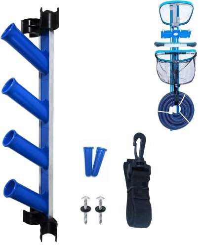 MENG ZHI AO Organizador de equipo de piscina Caddy Organizador de accesorios de limpieza de piscinas, estante perfecto para postes, cepillos, redes de aspiradoras y otros accesorios de limpieza