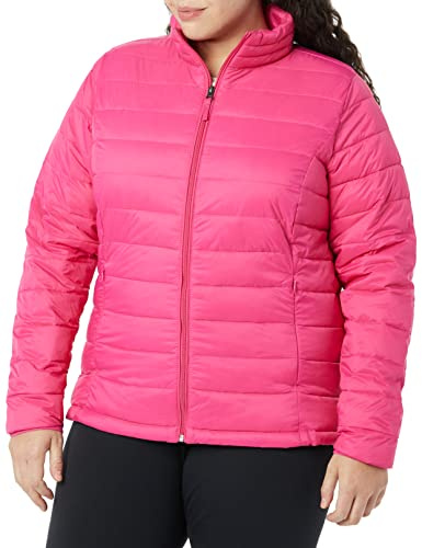 Amazon Essentials Damen Leichte, Langärmelige, Wasserabweisende, verstaubare Pufferjacke (Erhältlich in Übergröße), Rosa (Hot Pink), XX-Large