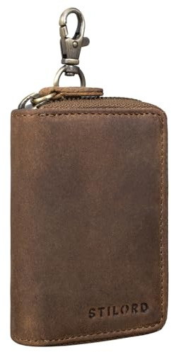 STILORD Emory Schlüsseletui mit Kartenfach Leder Schlüsseltasche für viele Schlüssel RFID Kreditkartenetui Vintage Echtleder Farbe:mittel - braun