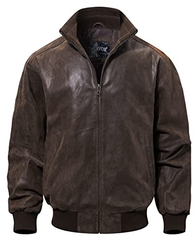 FLAVOR Giubbotto Bomber Casual In Pelle Vera Per Uomo