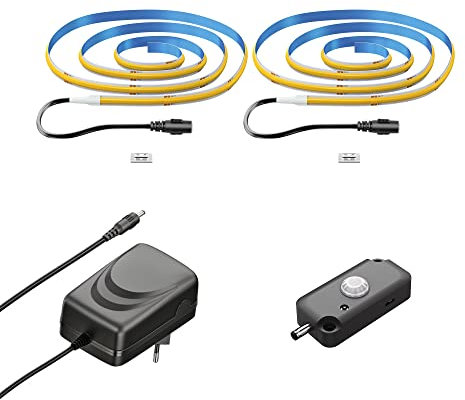 ledscom.de COB-LED Streifen JOR, 100.0cm, flach, warmweiß, 21,38W, je 1079lm, 2er Set, inkl. Bewegungsmelder